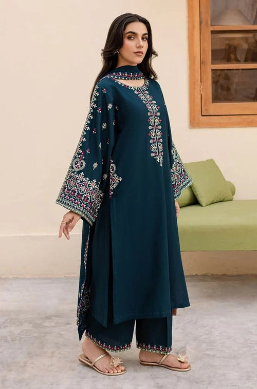 Batik - 3PC Unstitched Dhanak Embroidered Shirt with Dhanak Embroidered Dupatta and Trouser