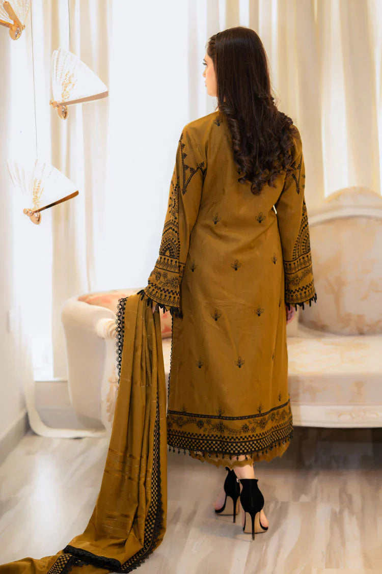 LIBAAS-3PC lawn  EMBROIDERED SHIRT WITH lawn  EMBROIDERED SHAWL & EMB TROUSER
