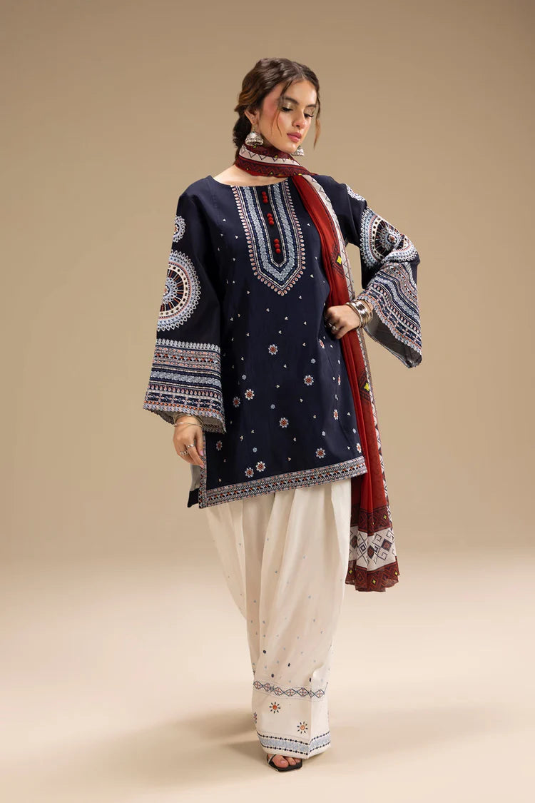 JAZMIN-3PC lawn 90/70  EMBROIDERED SHIRT WITH CHIFFON PRINTED DUPATA AND EMB TROUSER