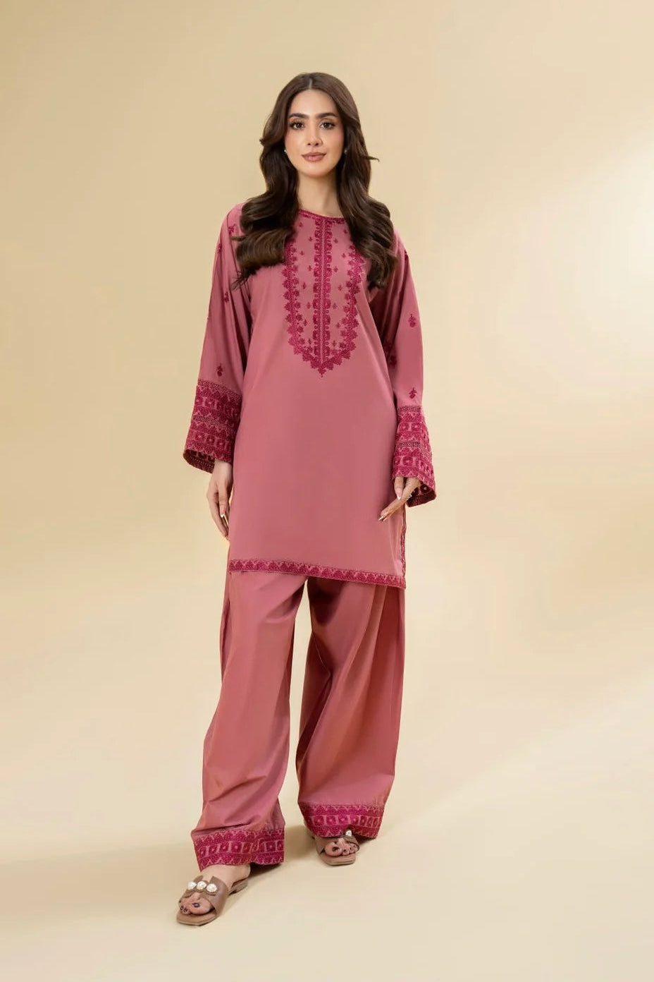 RUBY UNSTITCHED DHANAK 2PC WITH DHANAK EMBROIDERED TROUSER