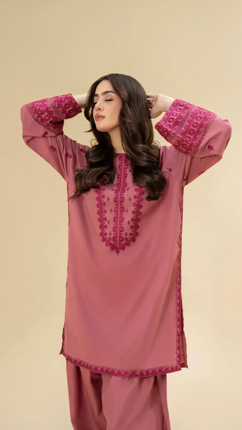 RUBY UNSTITCHED DHANAK 2PC WITH DHANAK EMBROIDERED TROUSER