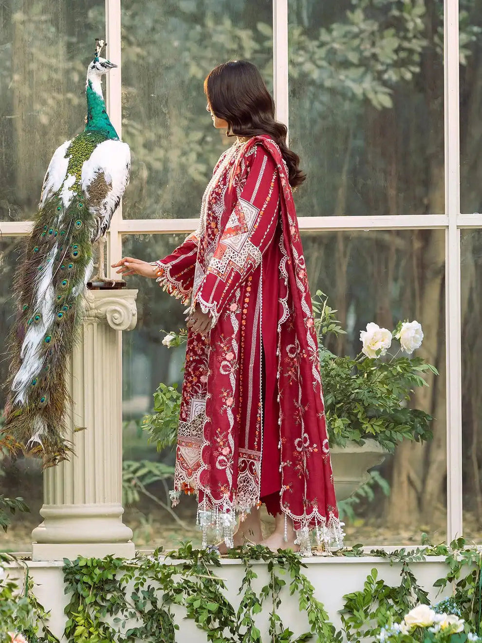 BIN_ILYAS Lawn 90/70 EMBROIDERED 3PC WITH CHIFFON EMBROIDERED Shawl