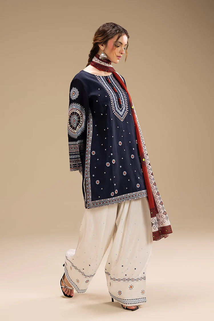 JAZMIN-3PC lawn 90/70  EMBROIDERED SHIRT WITH CHIFFON PRINTED DUPATA AND EMB TROUSER