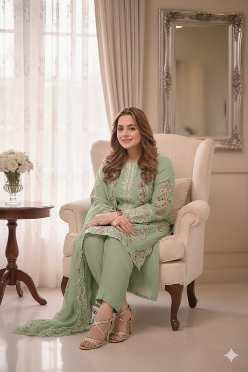 Aneela’s MOST DEMANDING 3PCS UNSTITCHED SUIT* *FABRIC lawn90/88*