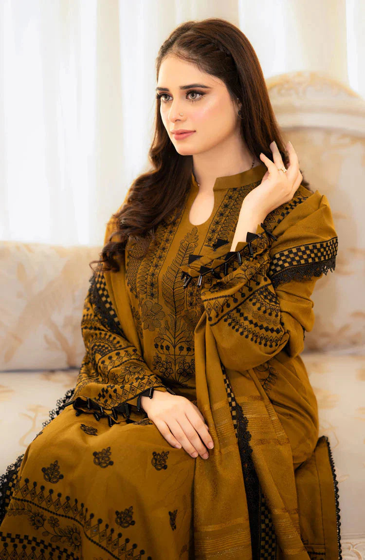 LIBAAS-3PC lawn  EMBROIDERED SHIRT WITH lawn  EMBROIDERED SHAWL & EMB TROUSER