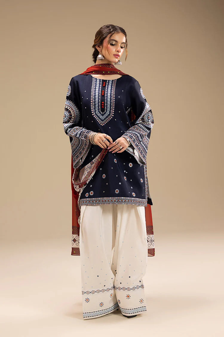 JAZMIN-3PC lawn 90/70  EMBROIDERED SHIRT WITH CHIFFON PRINTED DUPATA AND EMB TROUSER
