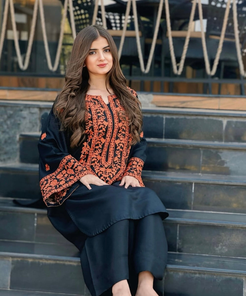 UNSTITCHED DHANAK 2PC WITH DHANAK EMBROIDERED TROUSER