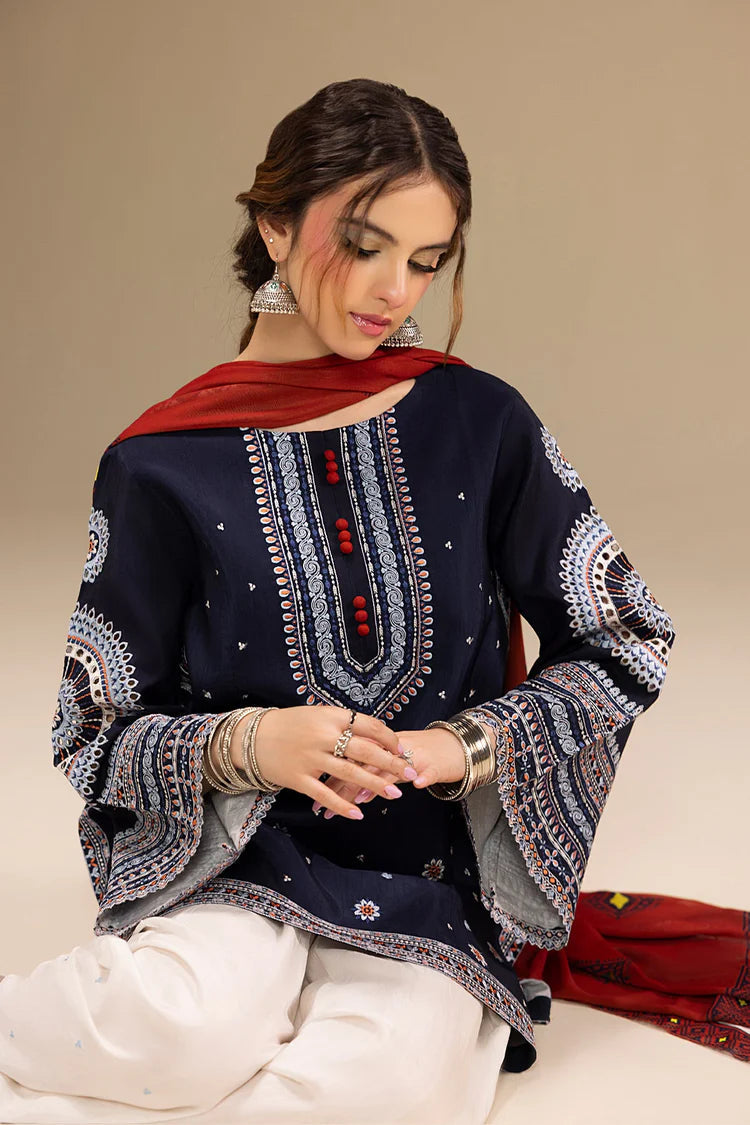 JAZMIN-3PC lawn 90/70  EMBROIDERED SHIRT WITH CHIFFON PRINTED DUPATA AND EMB TROUSER